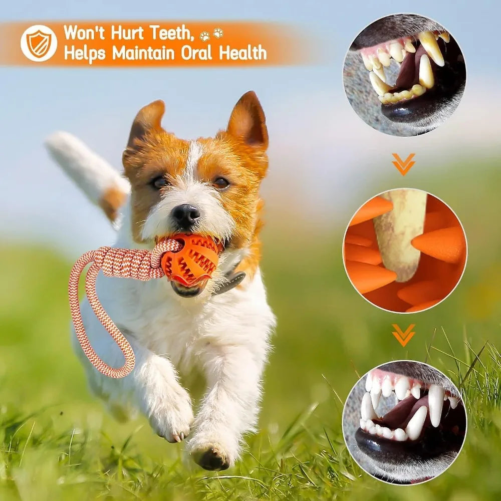 Dog Rope Ball Bite Resistance Training Ball with Rope Interesting Puzzle Teething Toy for Molar Teeth Cleaning Boredom Relieving