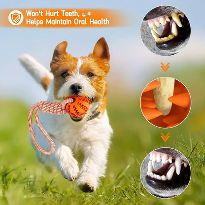 Dog Rope Ball Bite Resistance Training Ball with Rope Interesting Puzzle Teething Toy for Molar Teeth Cleaning Boredom Relieving