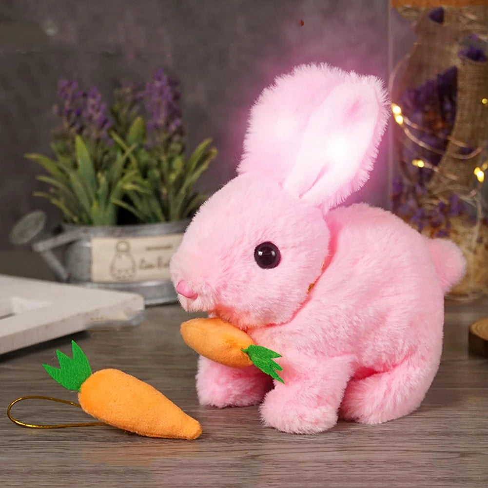 New Simulation Electric Rabbit Pet Toys Cute Electric Rabbit Interactive Toys Gift for Toddlers Birthday Plush Carrot Bunny Toys