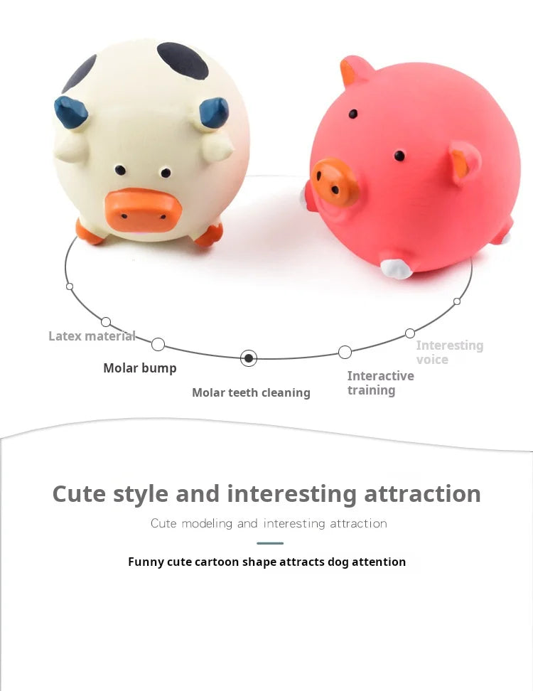 Animals Design Durable Dog Chew Toys Pigs, cows, chickens, Tough Squeaky Dog Grinding Teeth Toys,Pet latex to clean teeth toys
