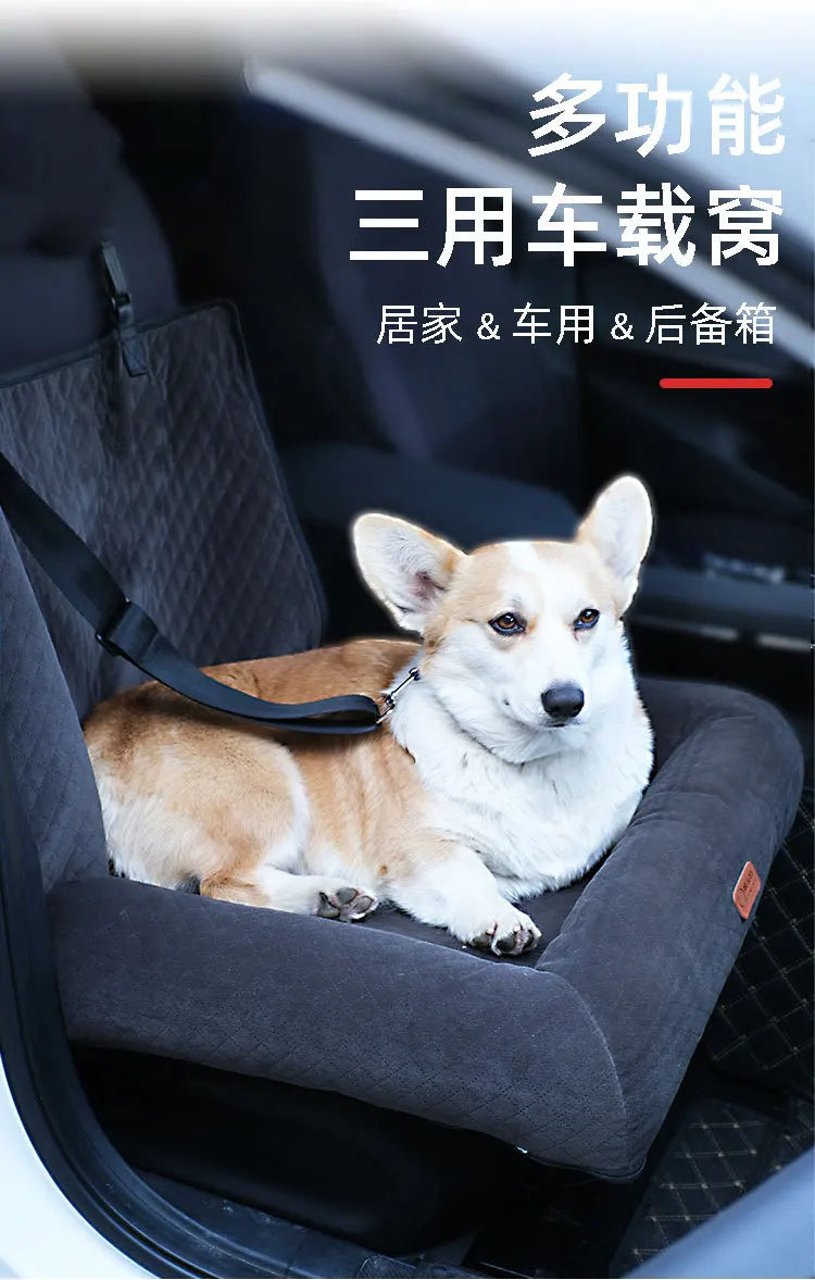 Pet car seat bed cat dog kennel removable washable outdoor car seat cushion safe comfortable suitable for both home travel use
