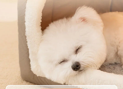 Winter Dog Bed Self-Warming Puppy House Cozy Cat Sleeping Tent Cave Beds Indoor Kitten Nest Kennel Hut for Small Medium Dog Cats