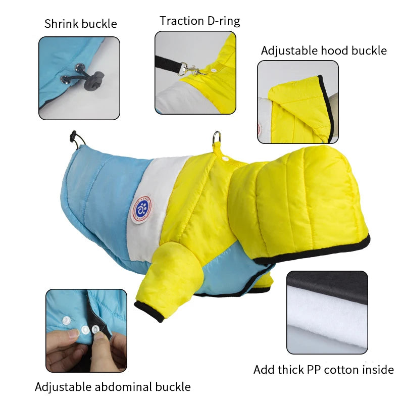 the SLEIGH DOG - Warm Dog Cotton Jacket Outfit, Winter Pet Clothes, Puppy Coat for Small/Medium Dogs and Cats, French Bulldog/Chihuahua/Poodle Clothes