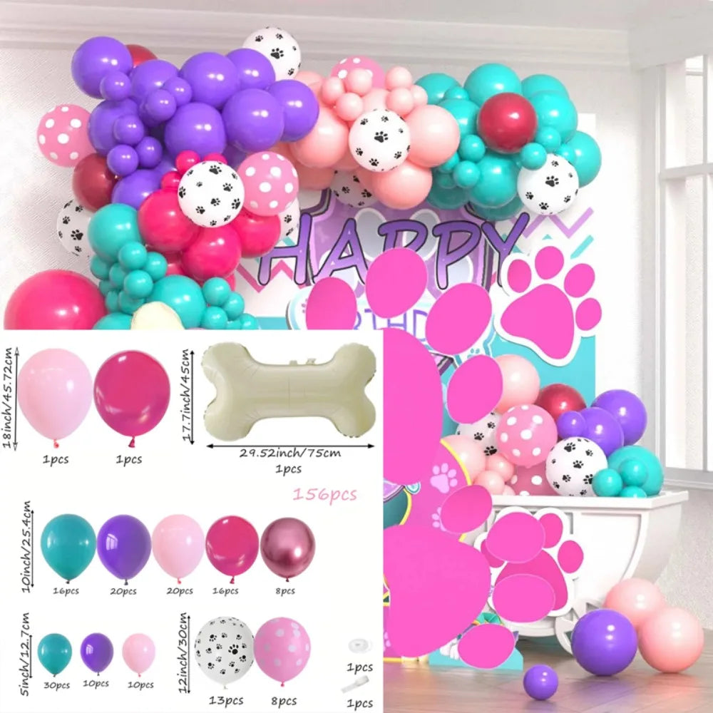156PCS Dog Theme Balloon Garland Arch Set Party Birthday Atmosphere Background - Home and Scene Decoration Supplies