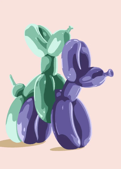 Pink Balloon Dog Posters and Prints Canvas Painting Modern Funny Wall Art Picture for Preppy Bedroom Teens Dorm Room Decor Gift