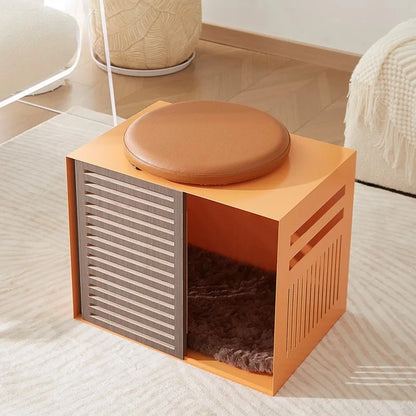 the ZEN DOGGY - Modern Wooden Dog Crate with Acrylic Front Panel and Door with A Latch, Wooden Dog Crate Furniture