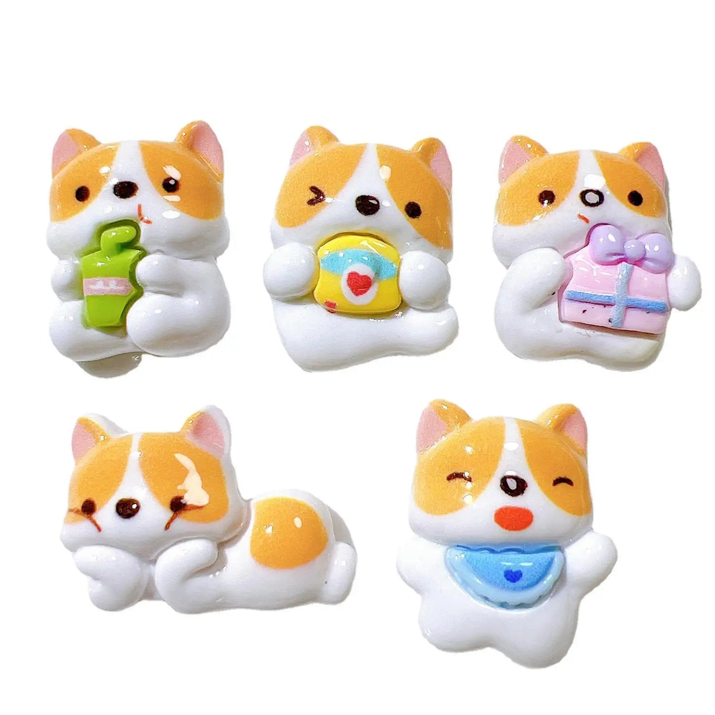 5pcs Cute Cartoon Corgi Magnetic Refrigerator Stickers - Dog Shape, Perfect for Blackboards & Message Boards Playful Design