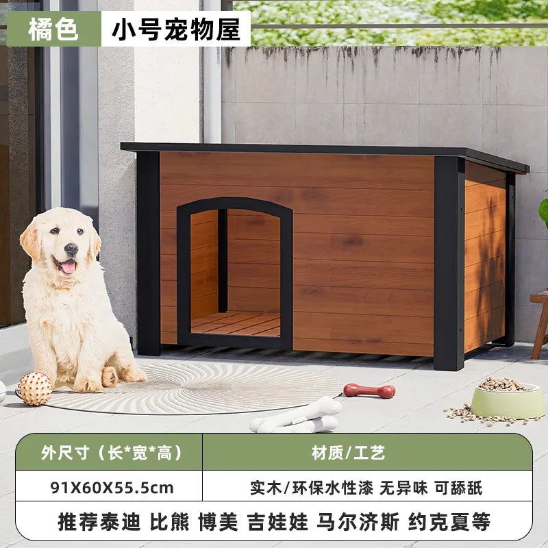 the GOOD DOG DOGHOUSE - Large Dog Kennel, Outdoor Semi-Enclosed Kennel, Winter Outdoor Doghouse, Rainproof and Cold-Proof Luxury Dog Villa