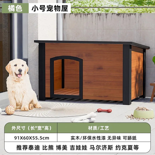 the GOOD DOG DOGHOUSE - Large Dog Kennel, Outdoor Semi-Enclosed Kennel, Winter Outdoor Doghouse, Rainproof and Cold-Proof Luxury Dog Villa