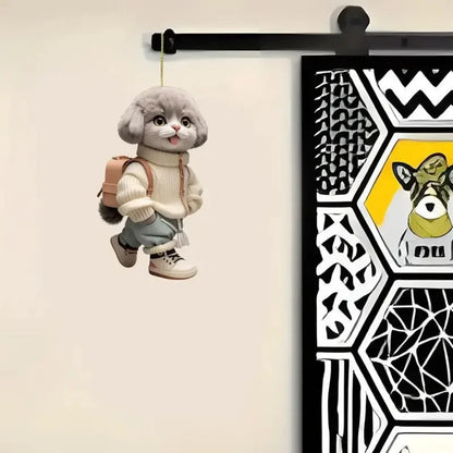 Selling Cute Expressions Yorkshire Terrier 2D Flat Acrylic Pendant Keychain,York Puppy Yorkie Dog Ornament,Decor for Car,Wallet