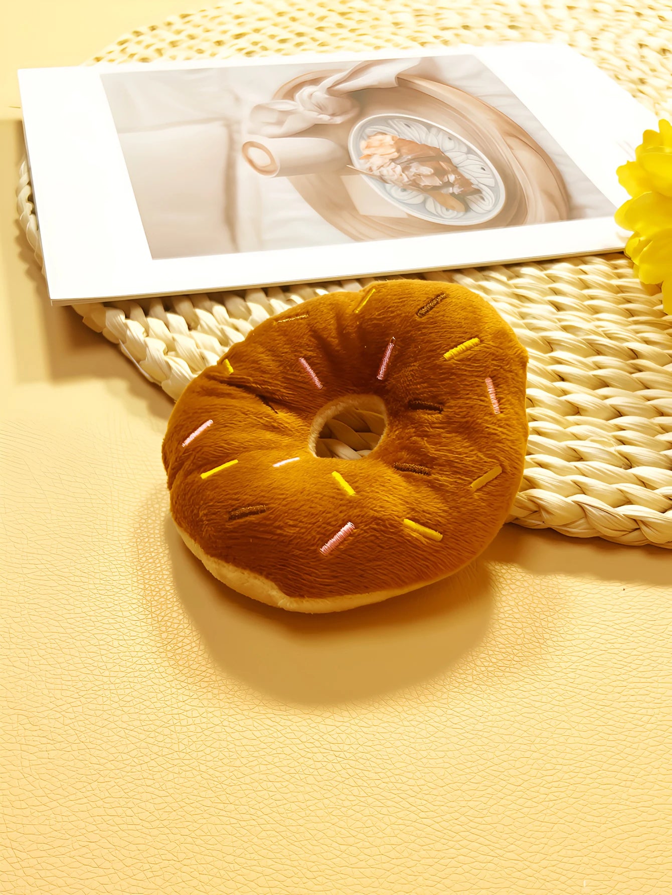 the BARKNUT PLUSH DONUT - 1 Plush Donut Pet Toy, Interactive Toy for Gnawing and Playing, Teddy Dog/Cat Love It