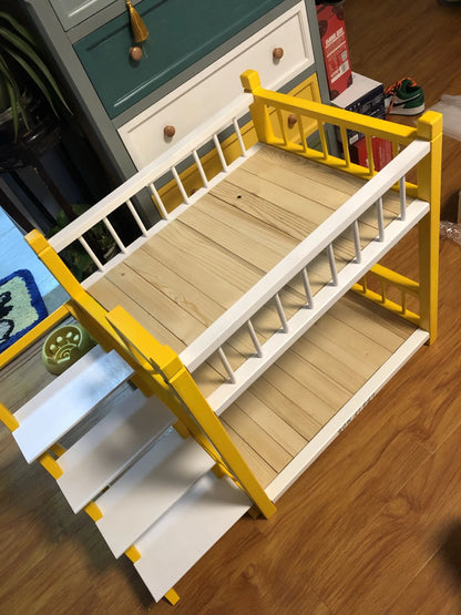 the DOGGY BUNKBED - Dog Bed, Solid Wood Princess Bed, Dog/Cat Under Pet Bunk Bed, High and Low Off the Ground Moisture-Proof Cat Kennel/Dog Kennel