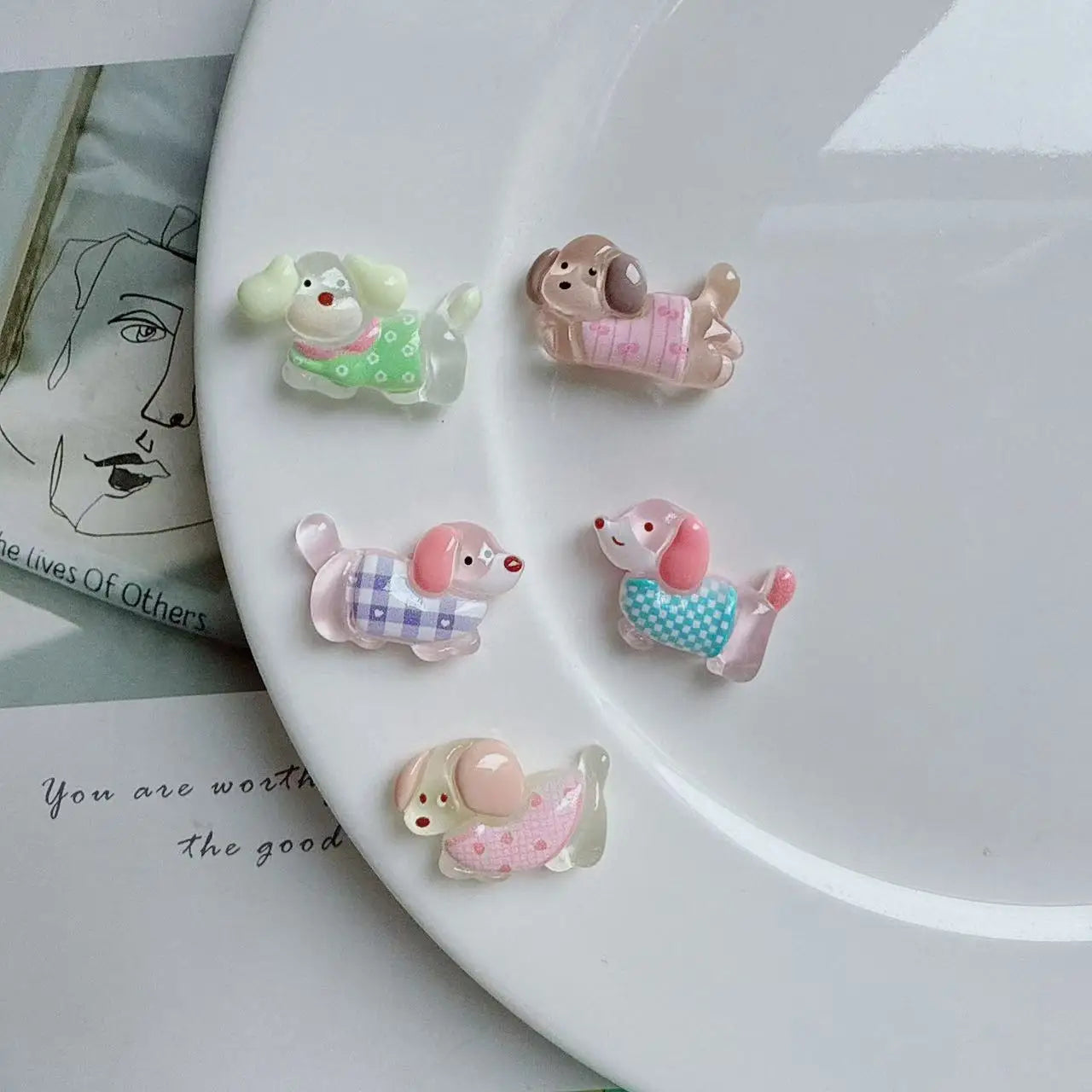 5pcs Cartoon transparent long dog Fridge Magnet Photo Wall message board Bulletin board decoration Magnetic stickers Home Decor