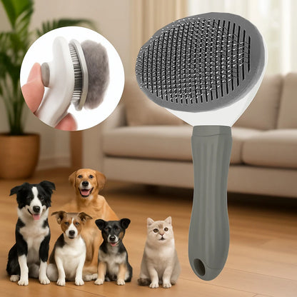 Dog Grooming Brush with Easy Clean Button, Pet Massage Comb for Effective Detangling and Hair Removal, Suitable for Dogs