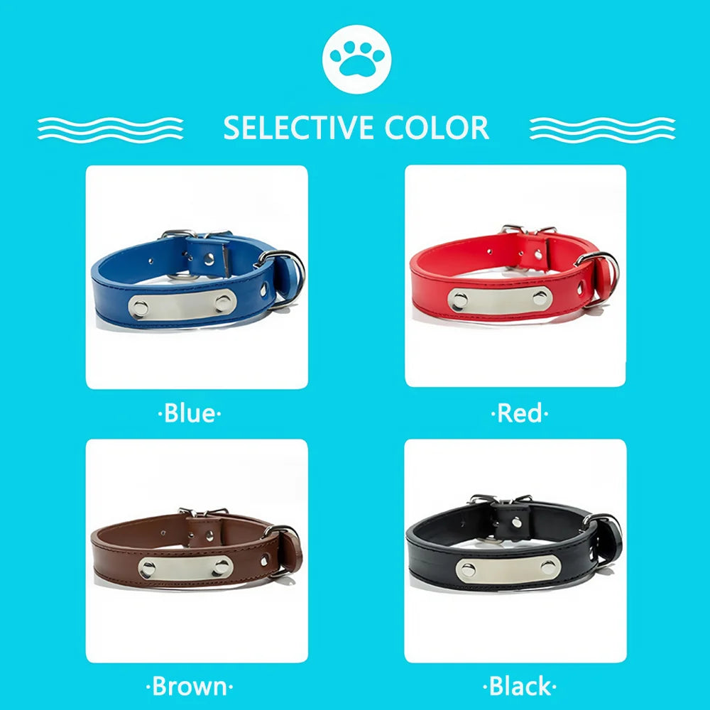 the NAMESAFE EVERYDAY ID COLLAR - Custom Personalized Dog Collar with Name Engraved ID, Anti-Loss Solid PU Leather for All Types of Puppies and Kittens, Pet Supplies
