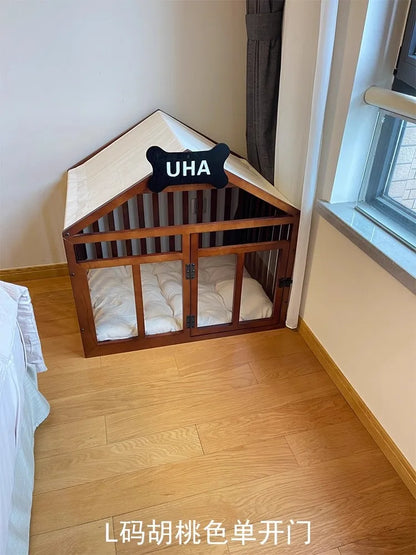 the MILKBONE HOUSE - Indoor Solid Wood Creativity Design Special Use Pet Doghouse, Detachable Washable Advanced Light Luxury Large Dogs Big Villa