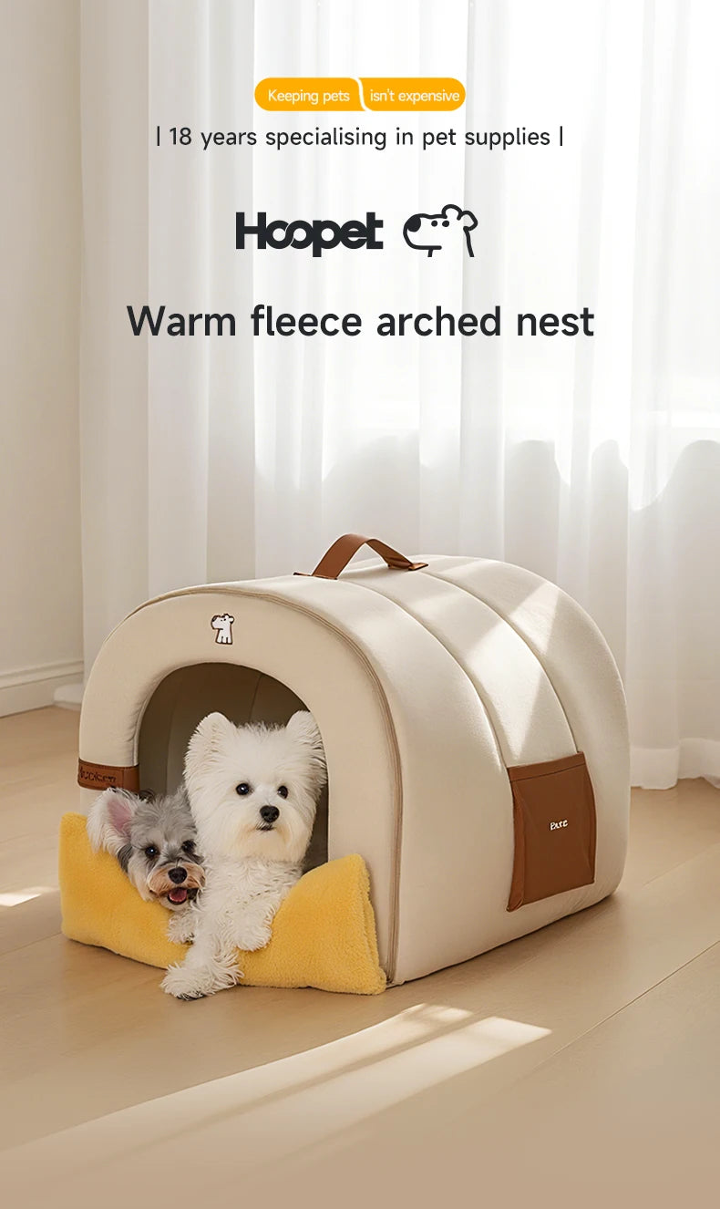 HOOPET Enclosed Dog Bed for Anxiety, Self Warming Calming Pet Tent with Removable Plush Mat, Washable Large Indoor House