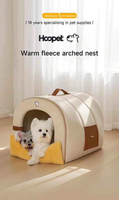 HOOPET Enclosed Dog Bed for Anxiety, Self Warming Calming Pet Tent with Removable Plush Mat, Washable Large Indoor House