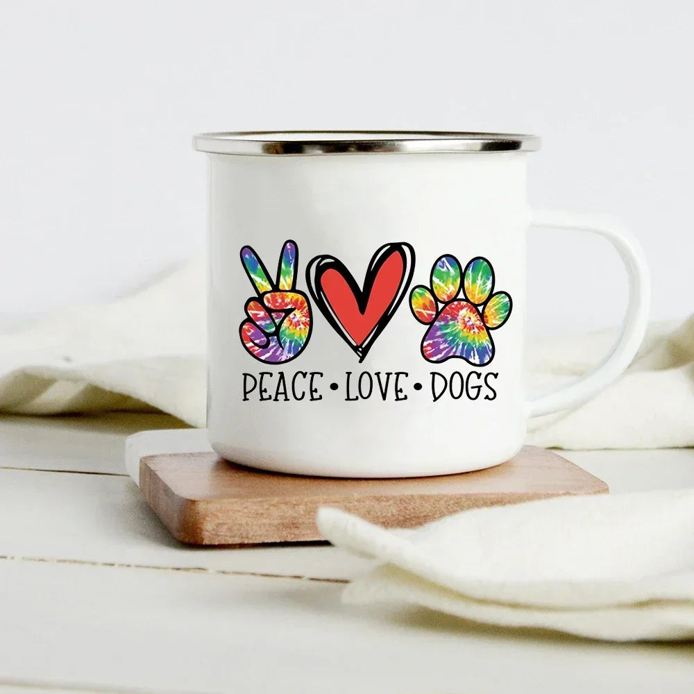 Funny Dachshund Print Creative Enamel Mug Coffee Wine Mugs Cartoon Dogs Paw Party Drink Beer Juice Milk Cups Gifts for Lover Dog