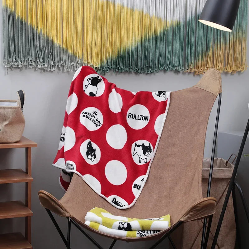 100x75cm Warm Pet Beds Cover Mat Thickened Coral Fleece Dog Blanket Soft BullDog Printed Quilt  Pet Sleeping Blanket Pet Mat