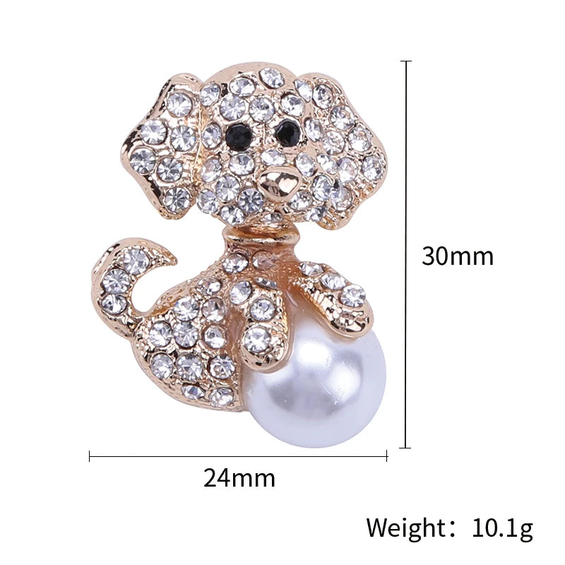 Enamel Puppy Brooches for Women Unisex Rhinestone Animal Pin Dog Lapel Pins Office Party Friend Luxury Gifts Jewelry Accessories