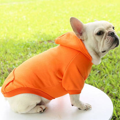 Fashion Dog Clothing Autumn And Winter Small Pet Clothes Thickening Warm Solid Color Two-Feet Hooded Wweater Casual Pet Products
