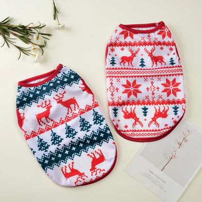 the DEER DREAMS SOFT PET VEST - Cozy Puppy Clothes, Christmas Holiday Soft Pet Vest for Small/Medium Dogs/Cats, Breathable Deer Print Costumes, Yorkshire, Chihuahua