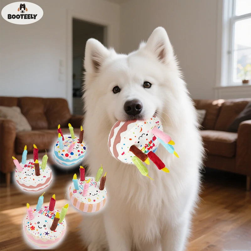 BOOTEELY Birthday Cake Pet Dog Soundmaking Interest Toys Bite Resistant Molar To Pass The Time Plush Gnaw Toys Birthday Gift
