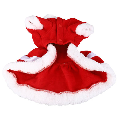 Dog Christmas Dress Doll Collar Thickening Comfortable Warm Cute Puppy Holiday Dress Costume with Bell for Party Cosplay