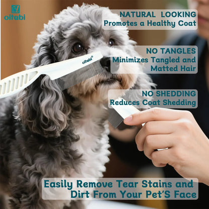 the PESTEASE GROOM COMB - Flea Lice Comb, Dog/Cat Grooming Combs with Rounded Teeth, Professional Pet Tear Stain Remover Brush, Pet Dematting Tool