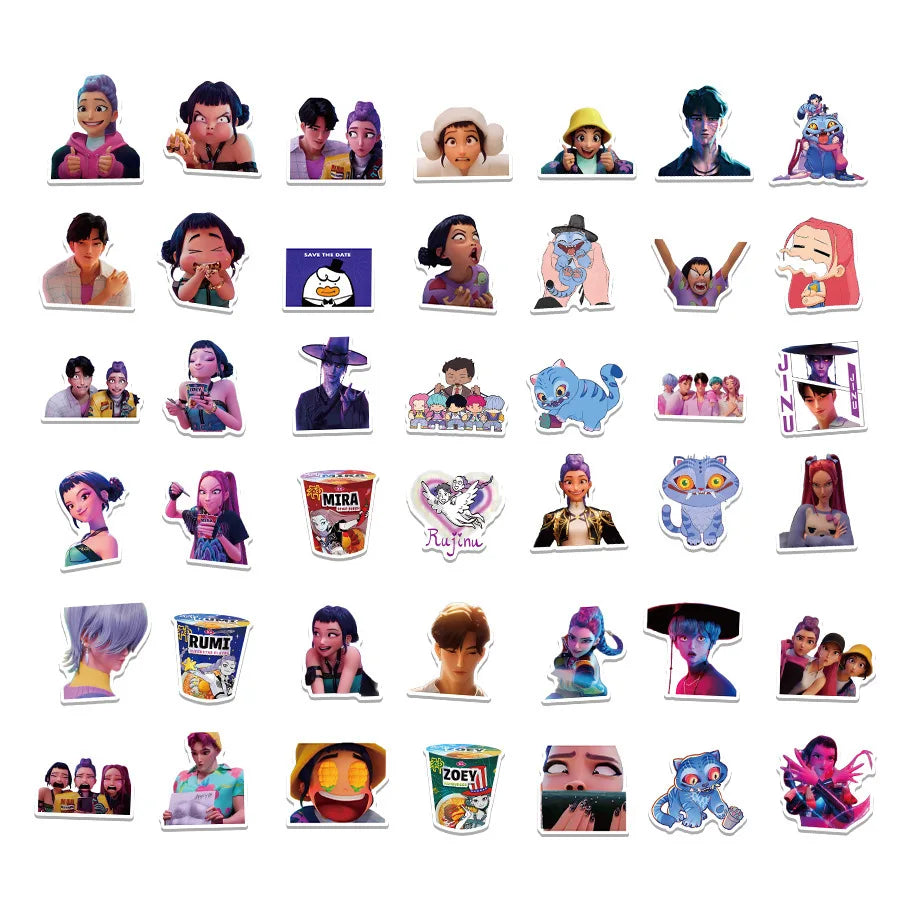 60pcs/Set Demon Hunters Stickers KPop Demon Hunters DIY Stickers Scrapbooking Phone Luggage Skateboard Waterproof Decals