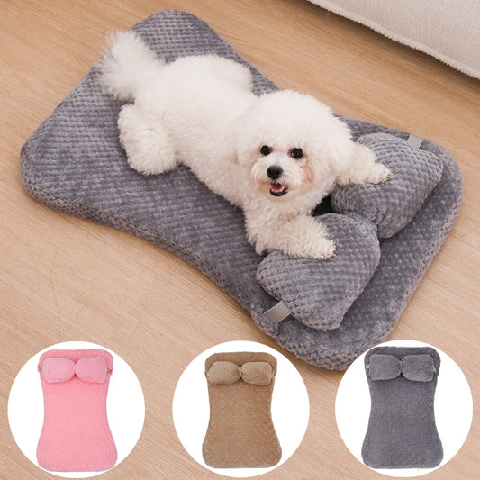 Full Filling Warm Medium Dog Bed Winter Warm Small Cat Sofa Mat Elastic Puppy Kennel Pet Accessories with Detachable Pillow