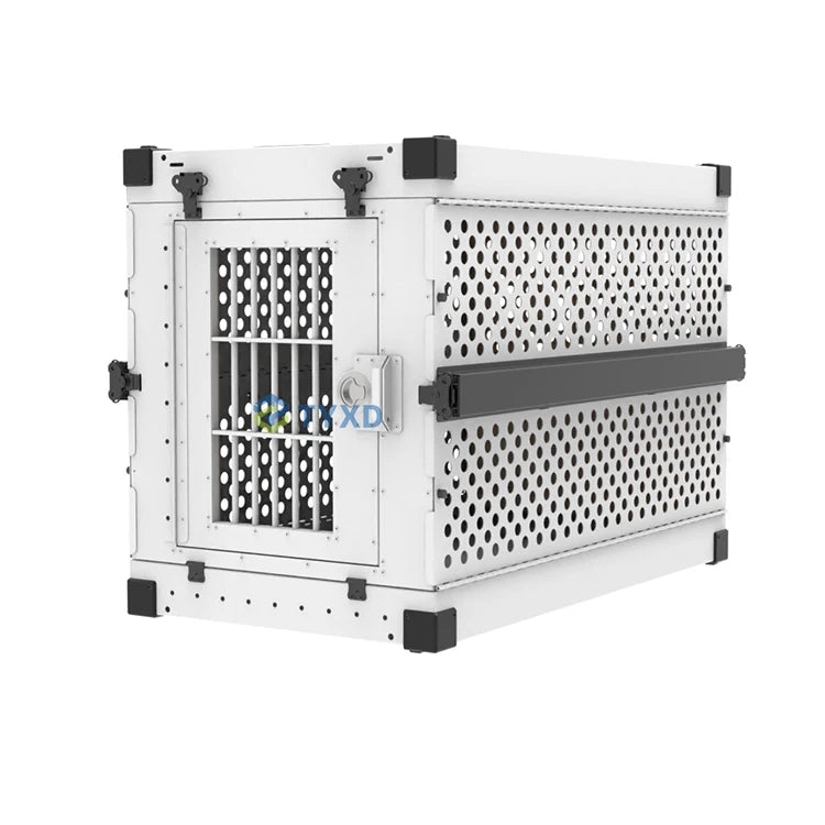 the ALUMINUM DOG CRATE - Impact Strong German Shepherd XL/Large Aluminum Collapsible Dog Travel Crate, Extra Large Folding Animal Cage