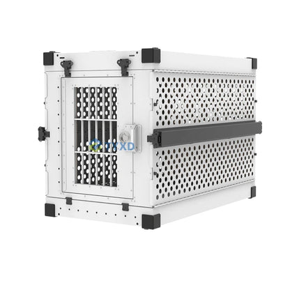 the ALUMINUM DOG CRATE - Impact Strong German Shepherd XL/Large Aluminum Collapsible Dog Travel Crate, Extra Large Folding Animal Cage
