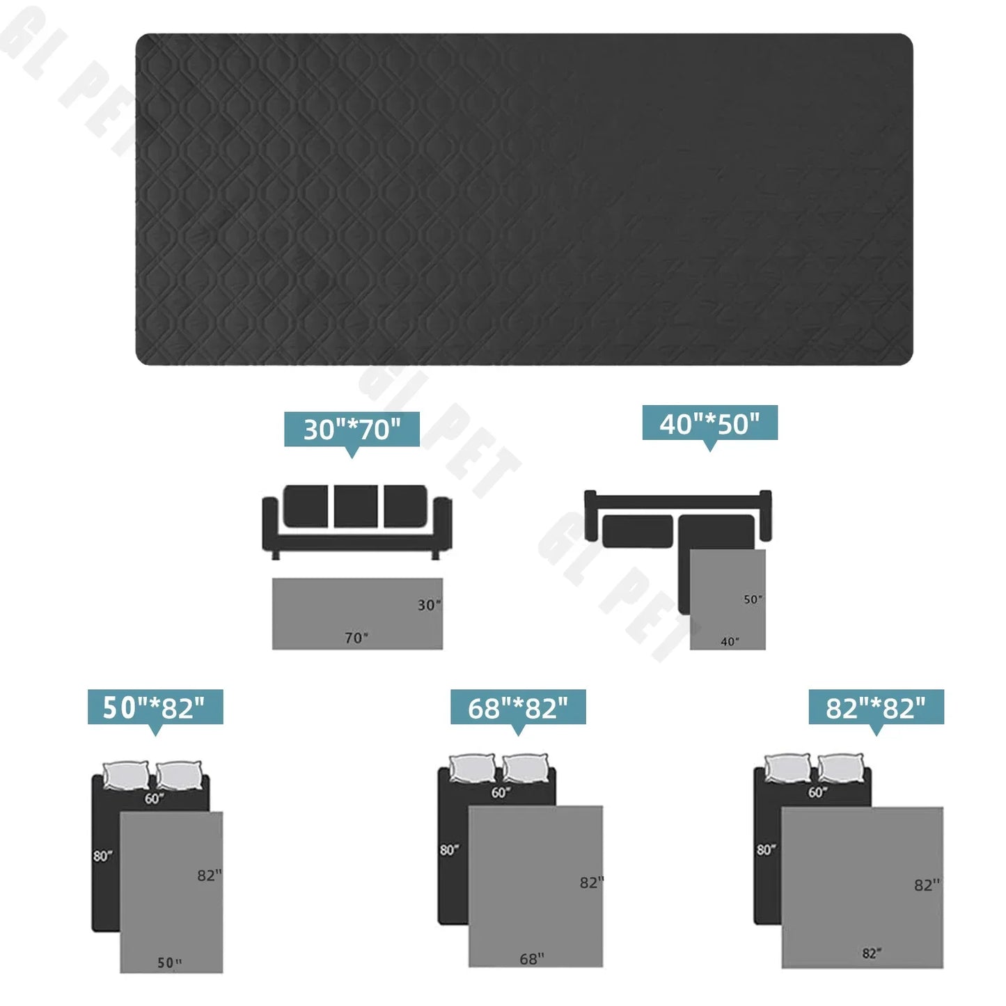 the PAWSHIELD WATERPROOF MAT - Waterproof Non-Slip Dog Bed Cover and Pet Blanket, Sofa Pet Bed Mat, Car Incontinence Mattress Protectors, Furniture Couch Cover