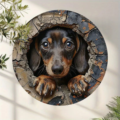 Dachshund in The Wall Metal Sign - Waterproof Decorative Plaque for Home, Garden, or Garage with Holes for Easy Installation