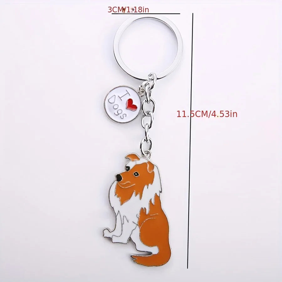 Pet dog car keychain pendant creative metal accessories key ring holiday gifts