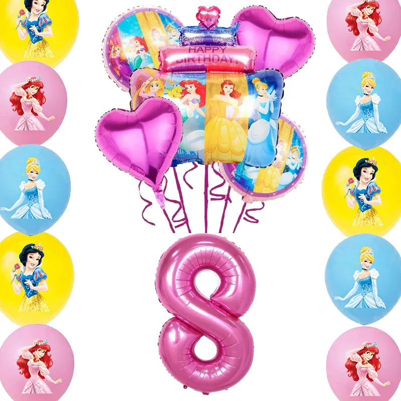 Disney Princess Birthday Decoration Tableware Paper Cups Plates Balloons Tablecloth Backdrop Banner Party Supplies For Baby Kids