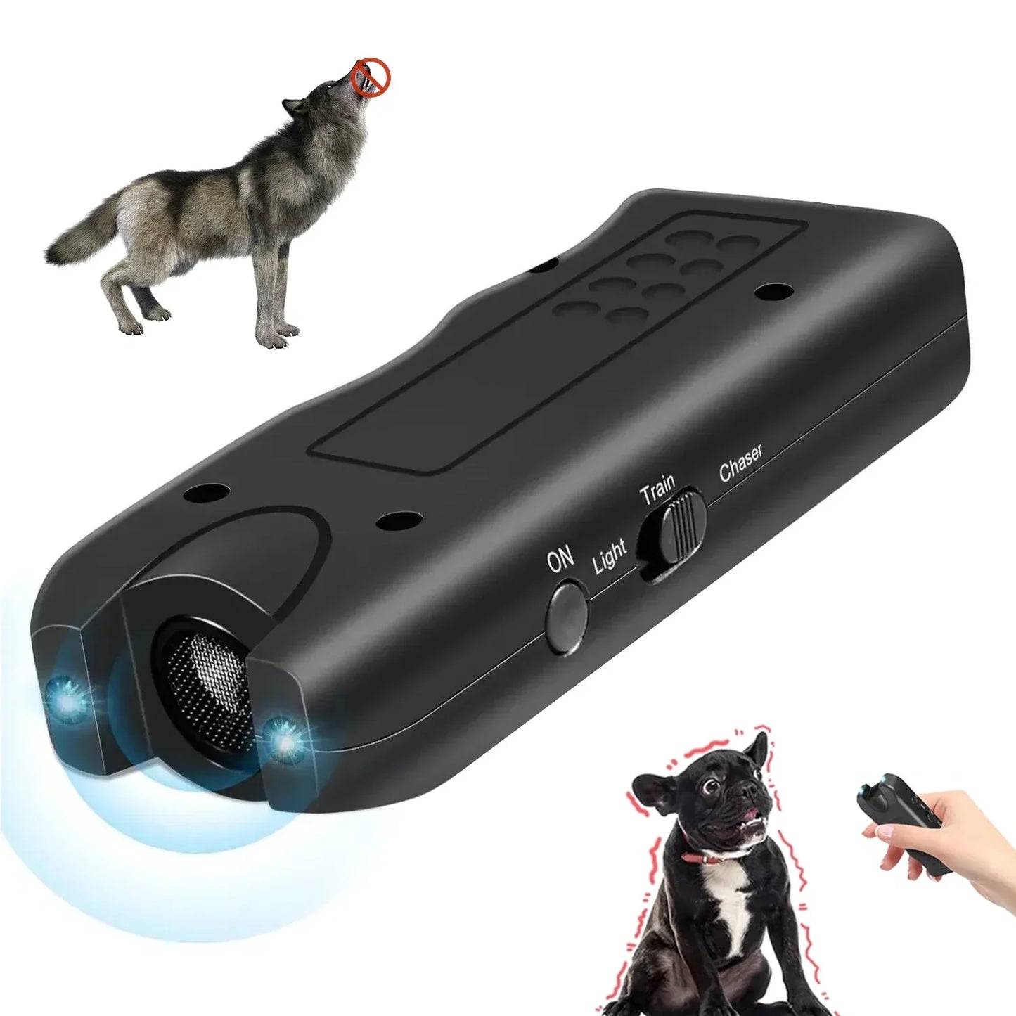 the SONICSAFE PET DETERRENT - Dog Repeller, Portable Ultrasonic Deterrent, Handheld Anti-Barking 3-in-1 Dog Training Device, Repel Animals, Pets Dog Trainer