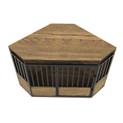 the CORNER CRATE - Furniture Style Wooden Pet Crate Corner Table, Heavy Duty Large Dog Cage Kennel