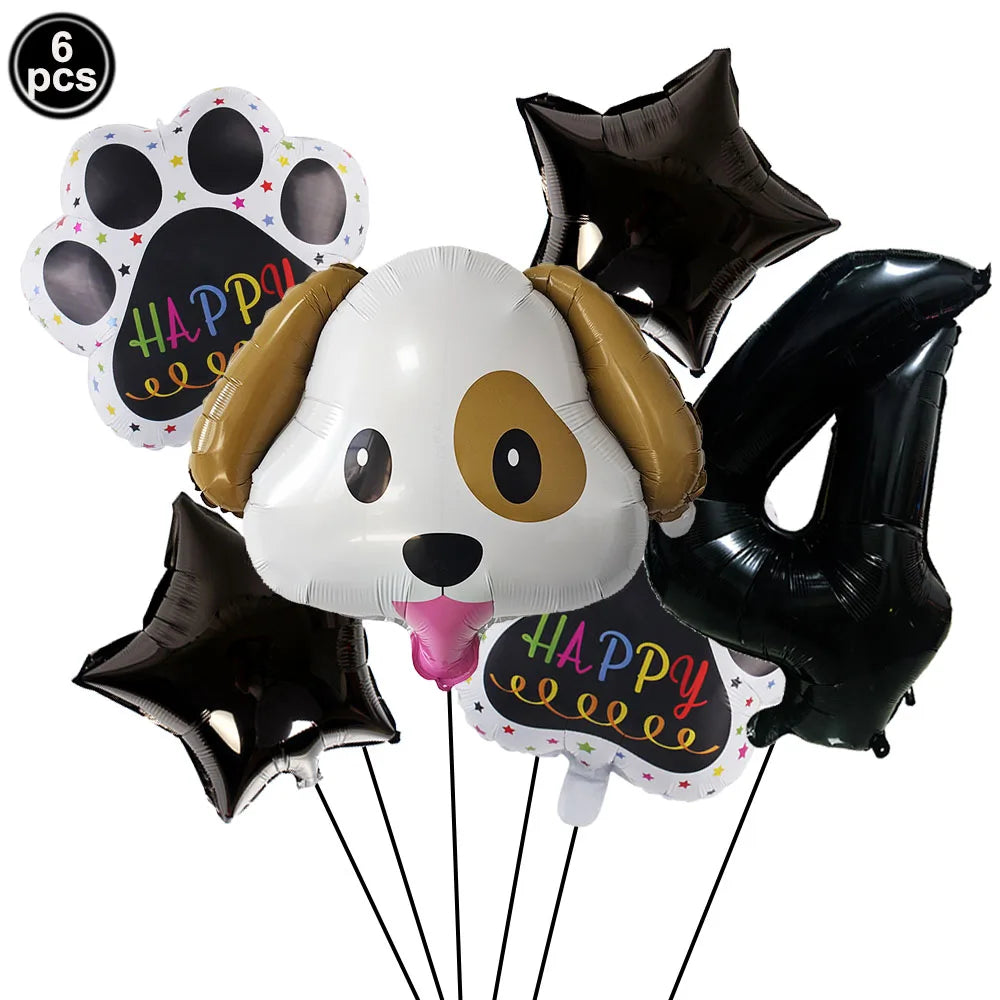 Dog Theme Party Digital Balloon Dog Head Dog Paw and Pink Dog Bone Shaped Foil Balloon Baby Shower Kids Birthday Pets Decoration