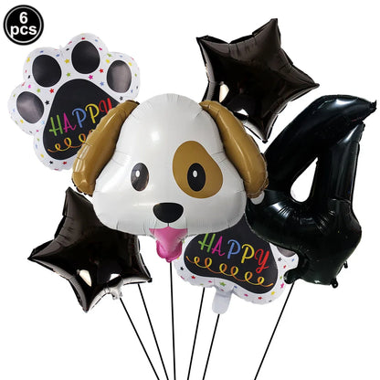 Dog Theme Party Digital Balloon Dog Head Dog Paw and Pink Dog Bone Shaped Foil Balloon Baby Shower Kids Birthday Pets Decoration