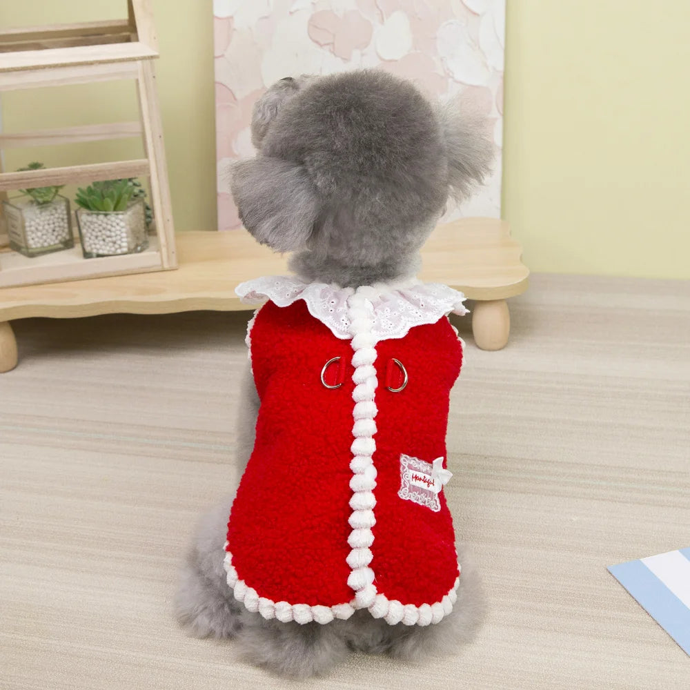 Dog Waistcoat Winter Warm Puppy Clothes for Small and Medium Doggy Pomeranian Chihuahua Vest With Button With D-Ring