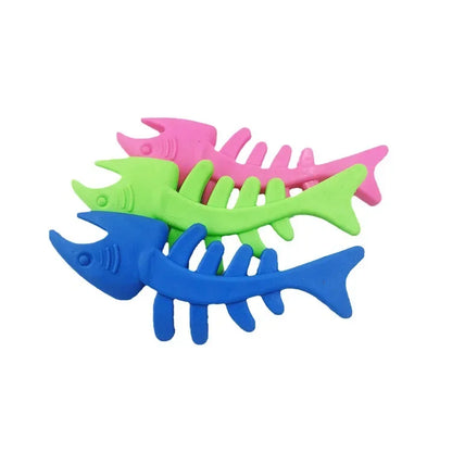 New 1PC Rubber Puppy Toy Fish Bone Shape Chewable Teething Dog Toy Bite Resistant Pet Supplies Random Color