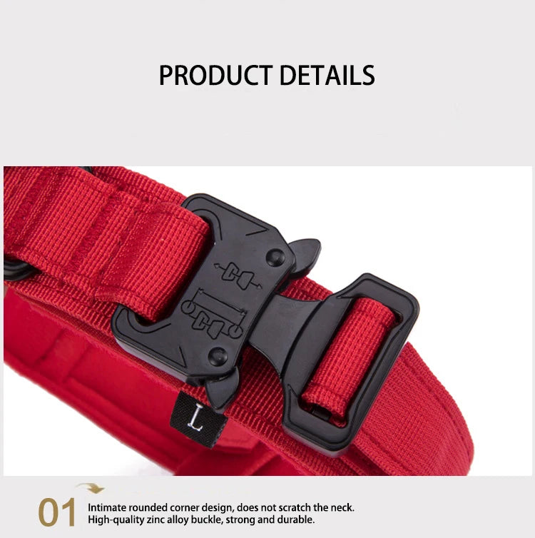 the PATROLPRO COLLAR & LEASH SET - Pet Dog Collar/Leash Set, Nylon Material Durable Dog Collar - Reflective Leash, Pet Tactical Training Dog Collar, Large Dog Leash Set