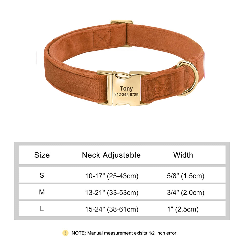 the COZY CREST PERSONALIZED COLLAR - Custom Dog Collar, Soft Velvet Dog Collars, Winter Personalized Pet ID Tag Plush Necklace for Small to Large Dogs, Pug, Free Engraving