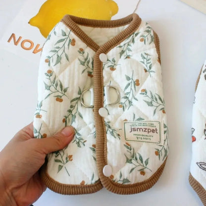 Fashion Cute Rabbit Printed Pet Dog Clothes with Velvet Jacket Pet Supplies Teddy Bear Coat Winter Warm Puppy Clothes Vest Gift