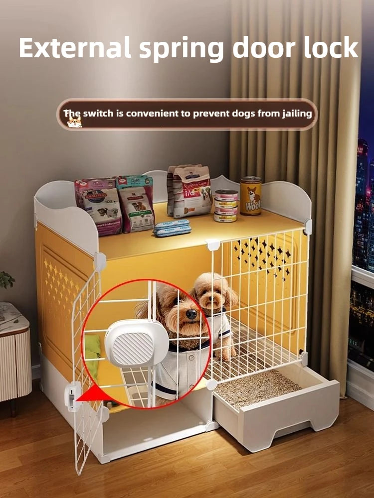 the PUPPY VILLA - Indoor Small Teddy Dog Cage, Toilet Bichon Dog Houses, Bed Anti Jailbreak Household Puppy Villa, Integrated Breathable Pet Kennel