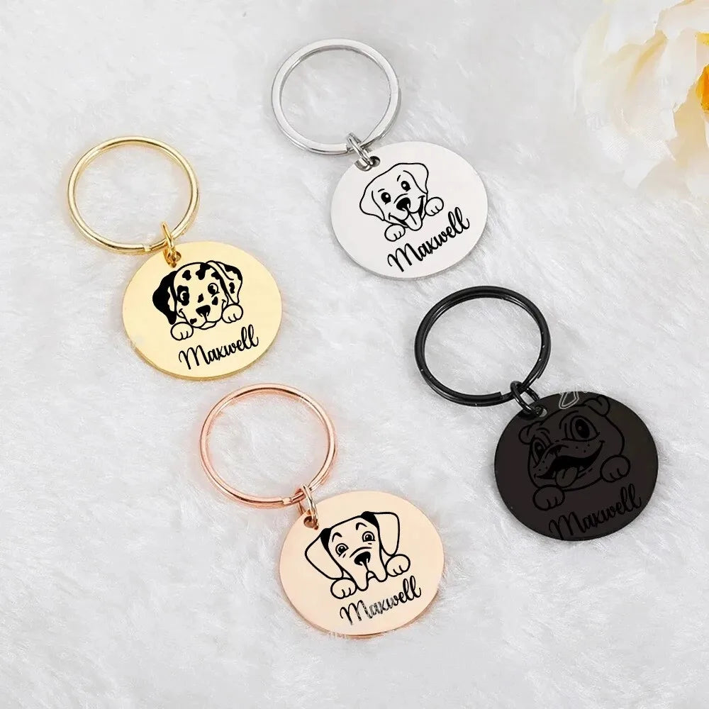 Customized Photo Pet Dog Cat Keychain I Love Dog Glass Cabochon Mini Personalize Pendant Keyring Car Key Man Women Souvenir Gift