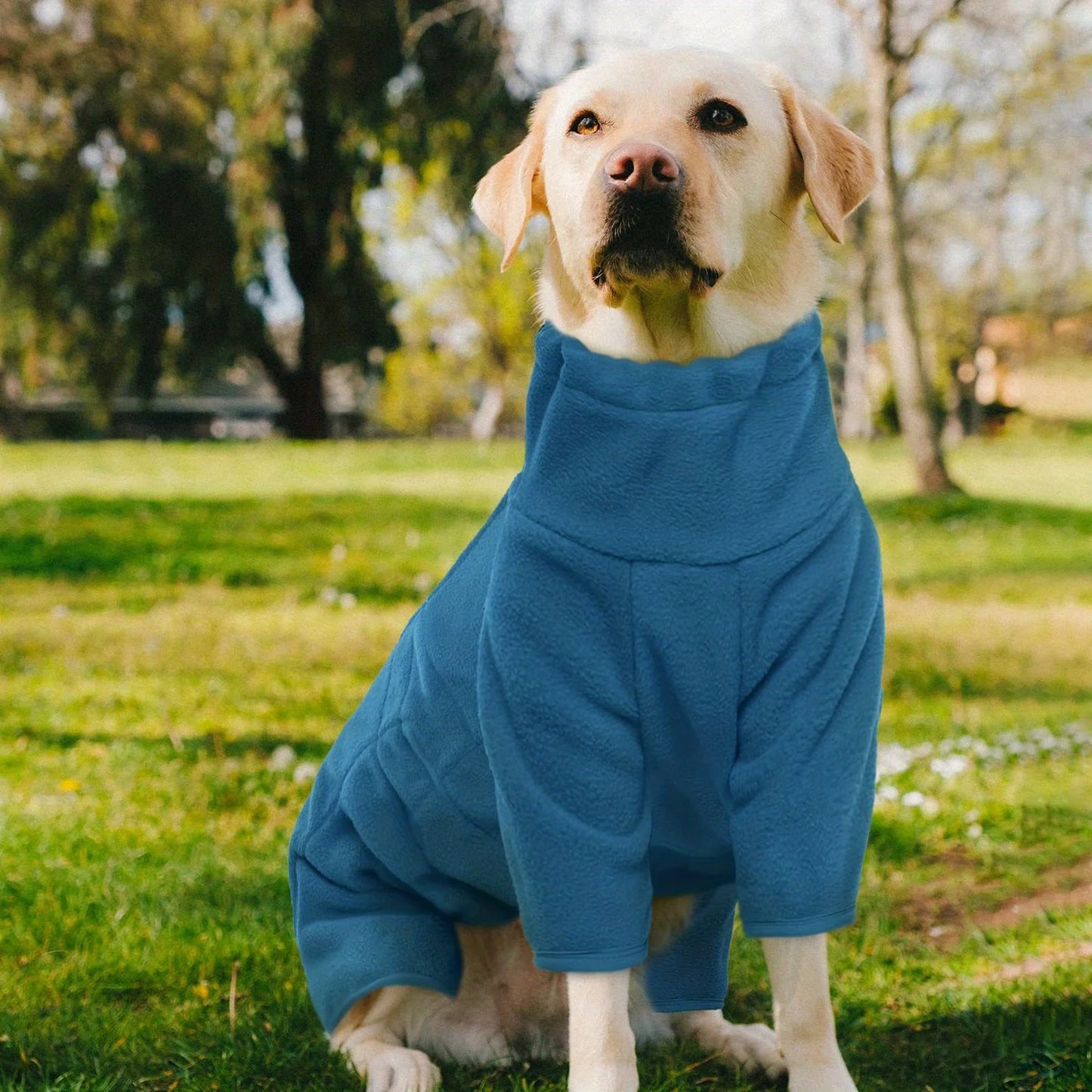 Cozy Polyester Dog Onesie with Safe Zipper Anti-Shedding Warm Pajamas with Feet Comfortable Jumpsuit for Small To Large Breeds